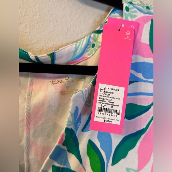 Lilly Pulitzer Sophiletta Dress Water Lilly Green Size M. SPF 50+ Preppy Summer - Picture 3 of 4